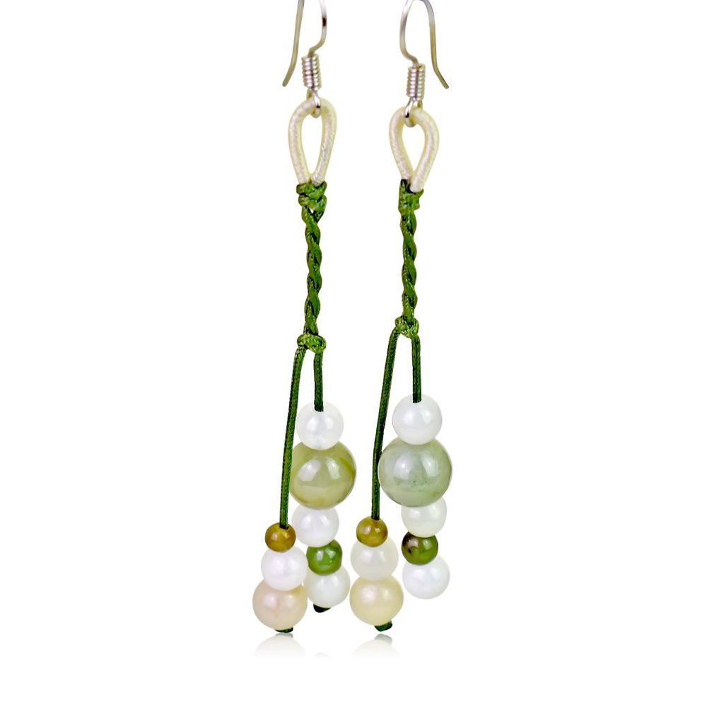 Incredible Dangling Beads Handmade Jade Earrings